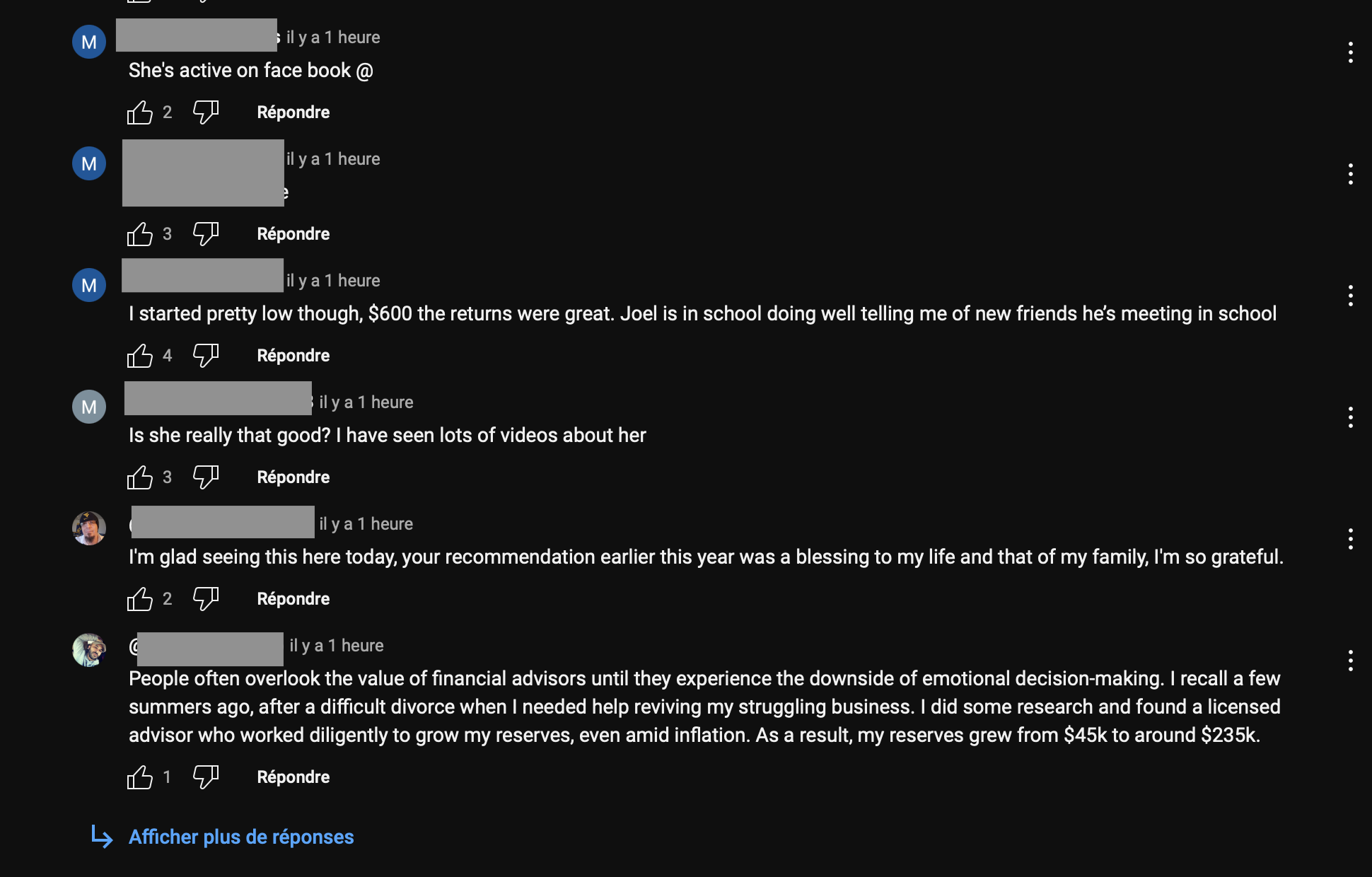 En regardant plus près sur un des profils qui est dans cette discussion, le contenu du message est strictement le même entre plusieurs vidéos Youtube