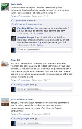 Les commentaires sur Facebook