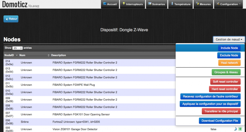 L’interface d’installation de Domoticz