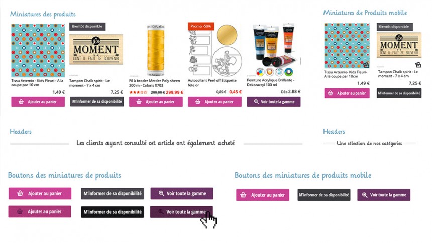 Extrait du style guide sur un gros projet ecommerce