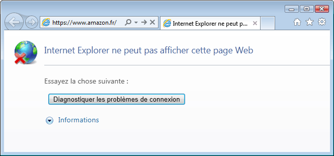 Le laconique message d’erreur « Internet Explorer ne peut pas afficher cette page Web »