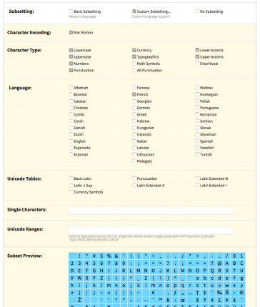 Interface de FontSquirrel